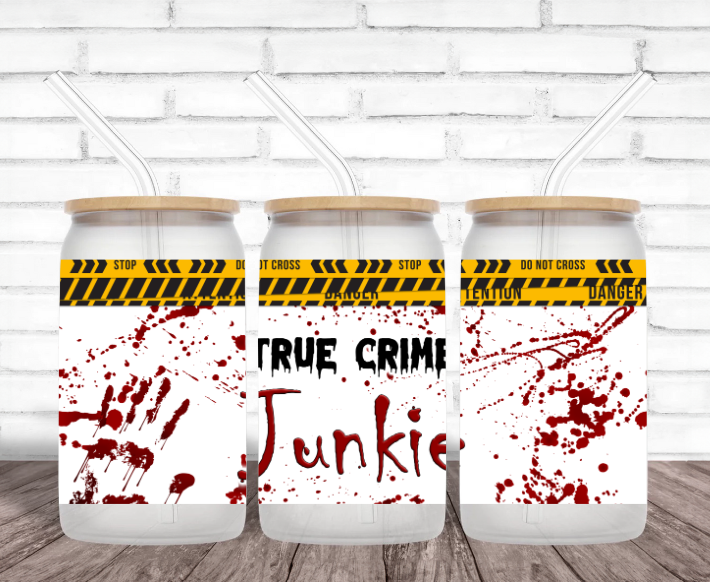 True Crime Junkie - 16oz Matte Glass Tumbler – SaltyBCreations