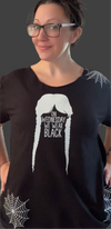 On Wednesday We Wear Black T-Shirt – Gothic Wednesday Addams Graphic Tee with Braids & Spider Web Design
