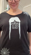 On Wednesday We Wear Black T-Shirt – Gothic Wednesday Addams Graphic Tee with Braids & Spider Web Design
