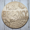 Hello Spooky Season | DIY Laser Cut Blank | Halloween Round Door Hanger | Spider Web Craft Kit | Unfinished Wood Blank