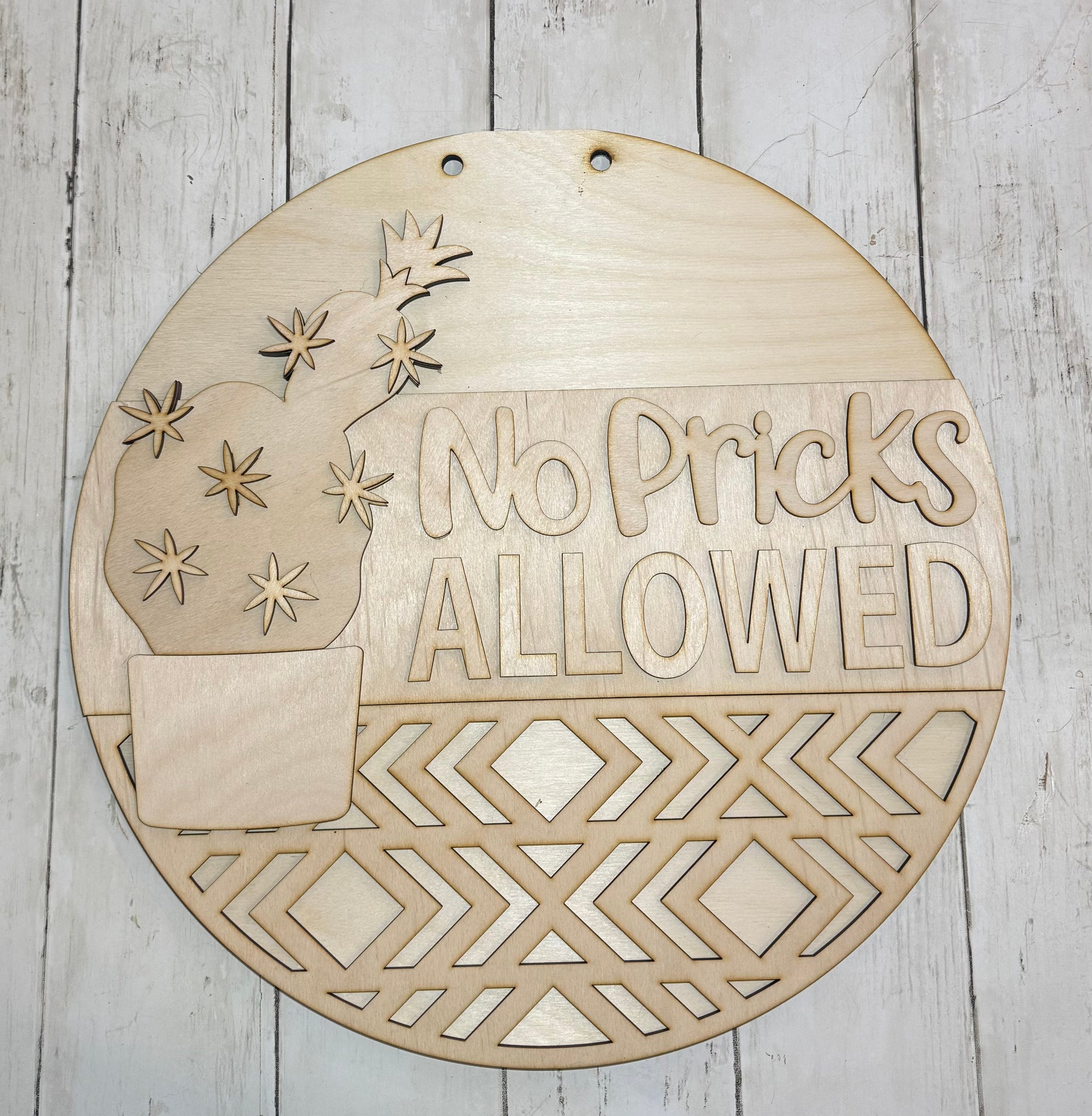 No Pricks Allowed – 3D Layered Wooden Door Hanger Blank