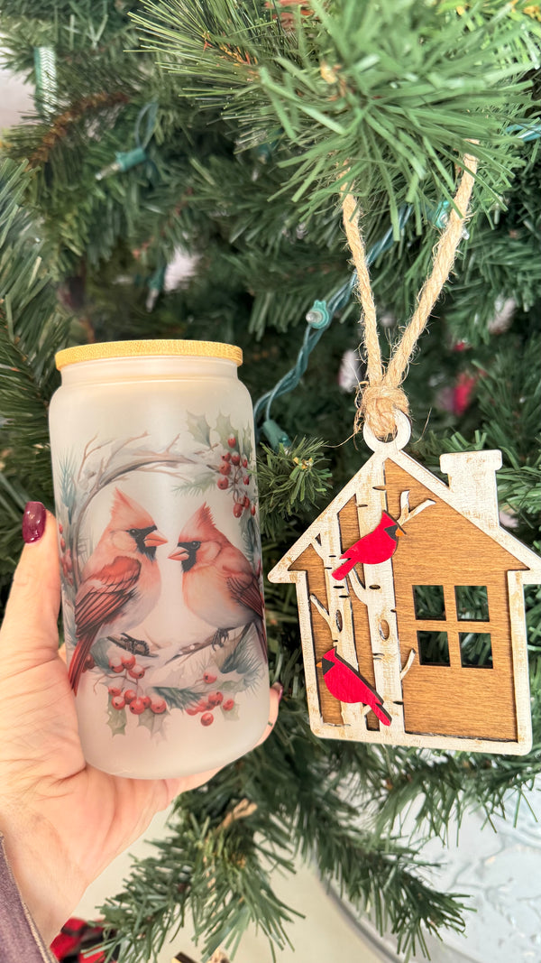 Cardinal Glass & Ornament Holiday Bundle