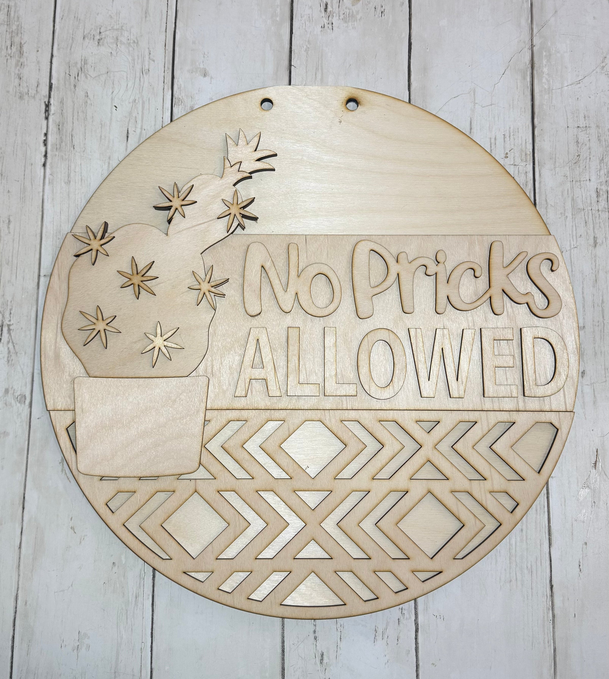 No Pricks Allowed – 3D Layered Wooden Door Hanger Blank