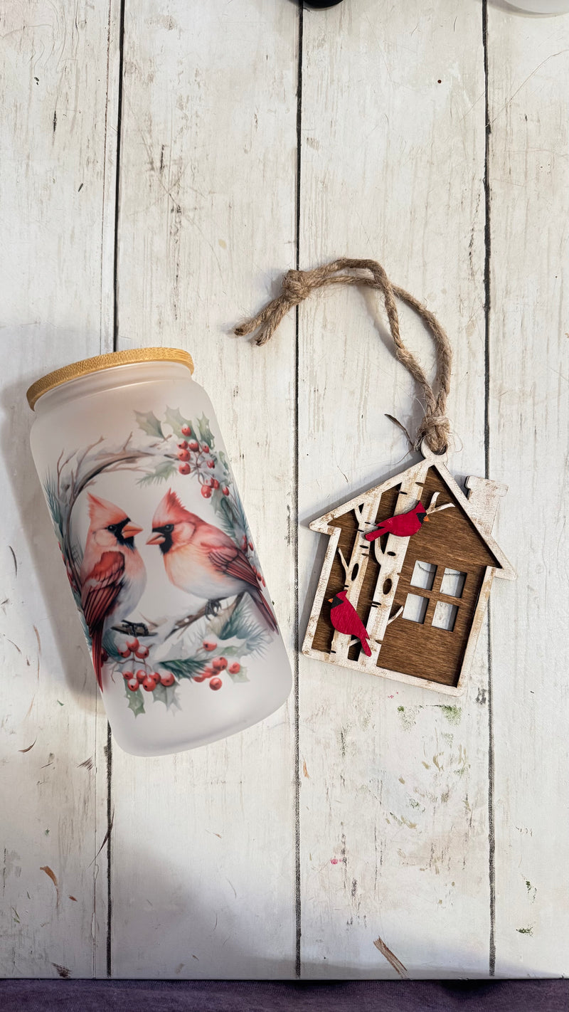 Cardinal Glass & Ornament Holiday Bundle