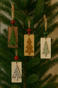 Rustic Farmhouse Christmas Tree Ornaments – Variety Pack | Laser Cut Holiday Decorations | Hand Painted