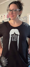 On Wednesday We Wear Black T-Shirt – Gothic Wednesday Addams Graphic Tee with Braids & Spider Web Design
