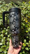40 oz Halloween Spiderweb Engraved Tumbler – With Detachable Handle