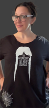 On Wednesday We Wear Black T-Shirt – Gothic Wednesday Addams Graphic Tee with Braids & Spider Web Design
