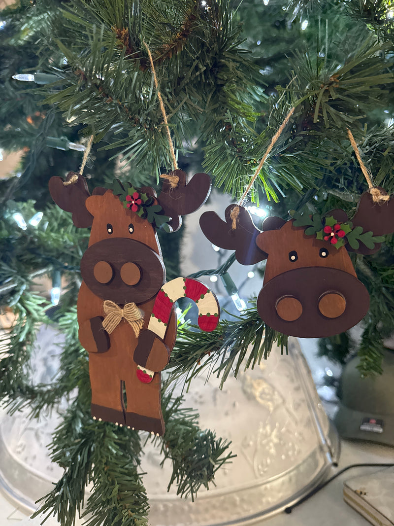 ✨ Wooden Layered Moose Ornament – Handcrafted Holiday Decor ✨ 2pc