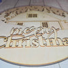 Merry Christmas Cabin Round Sign – Laser Cut Wooden Cutout Wall Decor