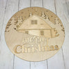 Merry Christmas Cabin Round Sign – Laser Cut Wooden Cutout Wall Decor