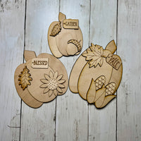 Fall Pumpkin Laser Cut Blanks | Gather, Blessed, Hello Fall | DIY Autumn Craft Kit | Unfinished Wood Shapes