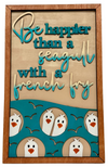 Be Happier Than a Seagull with a French Fry” – Coastal Wood Sign with Seagulls 3D Layered Sign