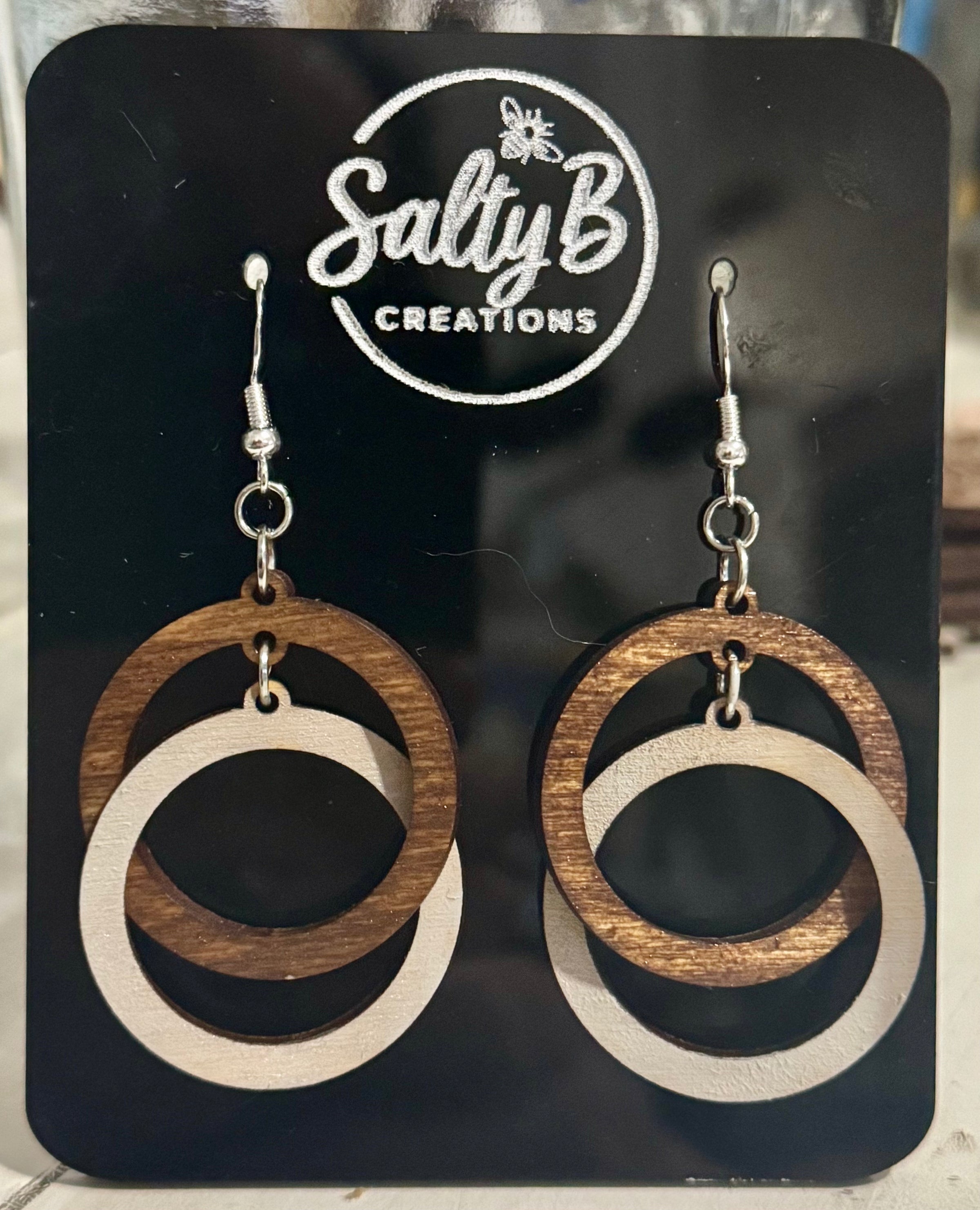 Unity Circle Earrings – Wooden Double Ring Dangle Earrings