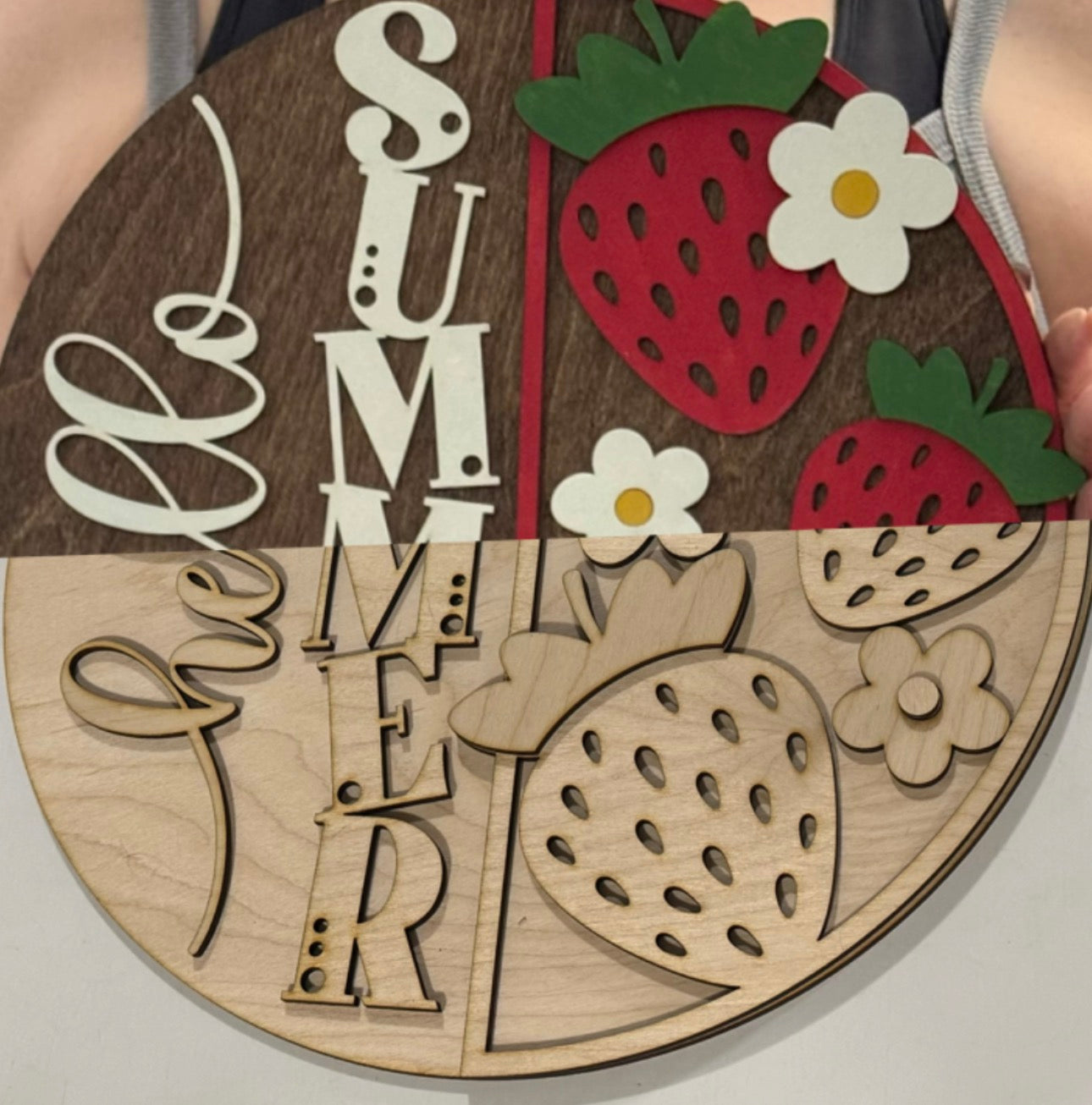 Hello Summer Strawberry Door Hanger DIY Kit – Wooden Summer Craft Sign