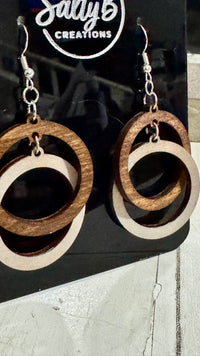 Unity Circle Earrings – Wooden Double Ring Dangle Earrings