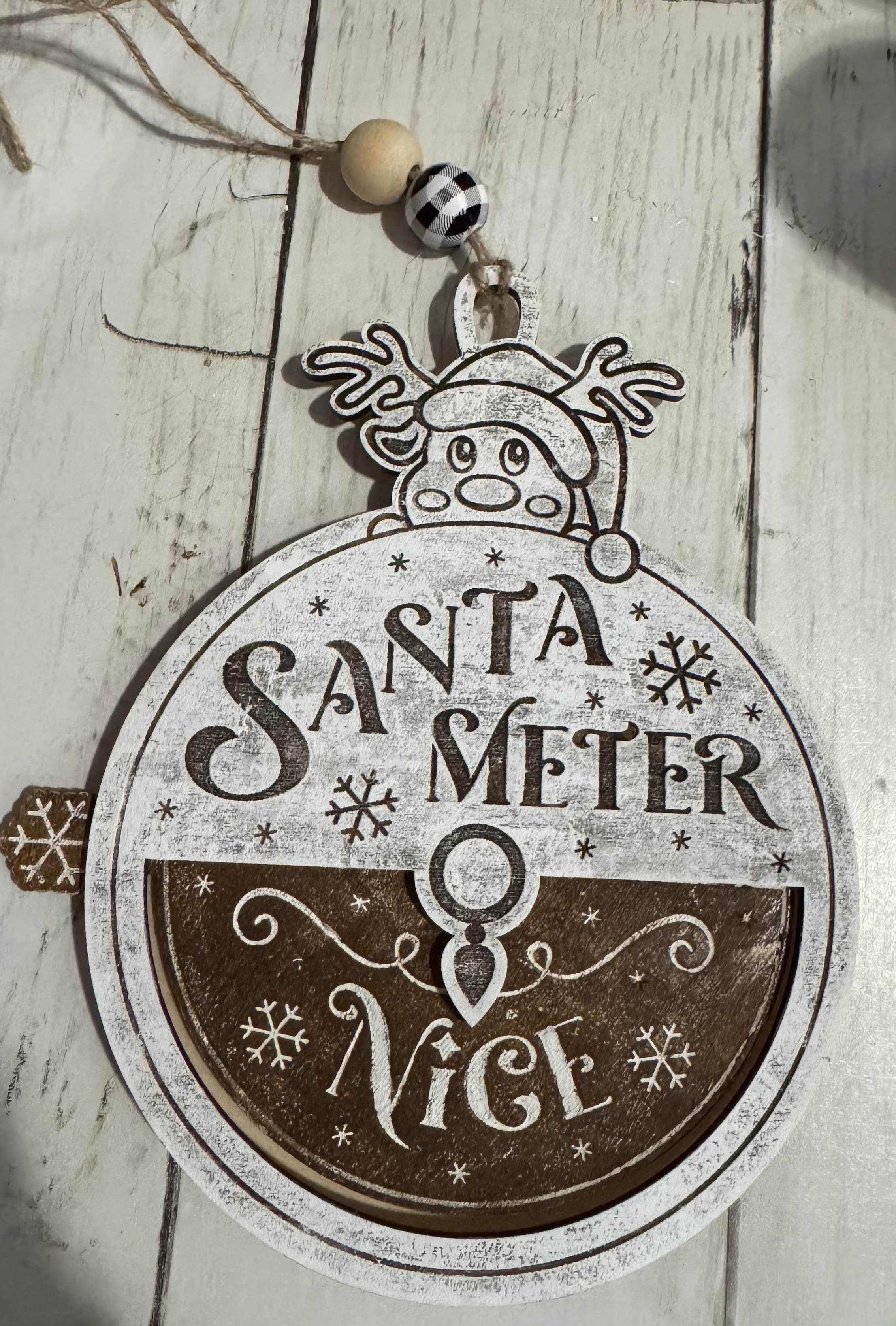 Santa Meter Ornament – Naughty or Nice Reversible Christmas Decoration
