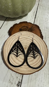 Black Acrylic Spider Web Earrings – Laser Cut Halloween Jewelry