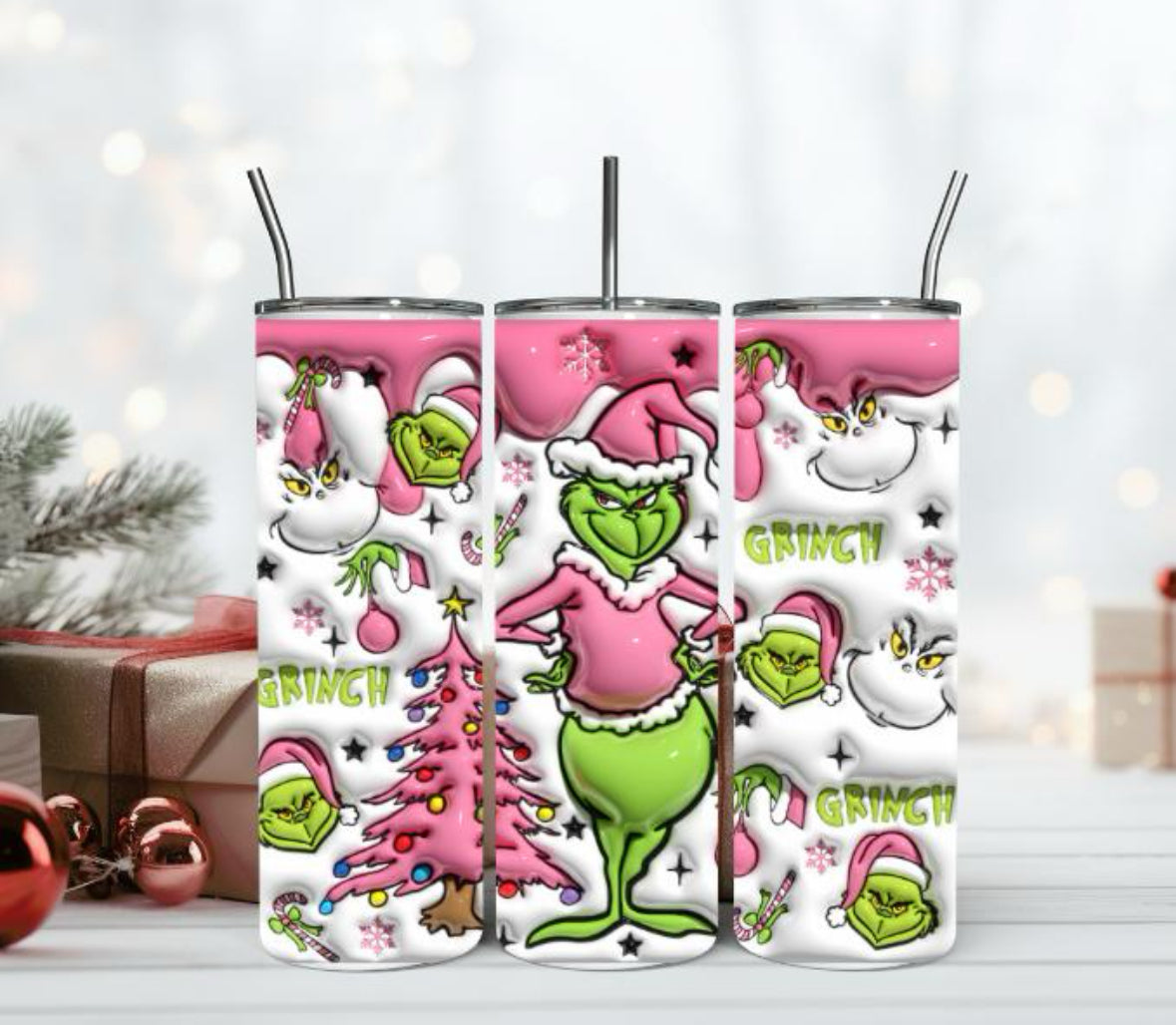 Grinch Puff Sublimation Tumbler – SaltyBCreations