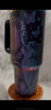 Highland Cow and Sunflowers 40 oz Laser Engraved Tumbler