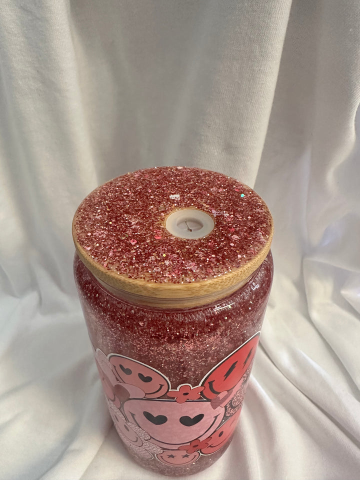 Smiley Valentine 16oz Glitter Globe