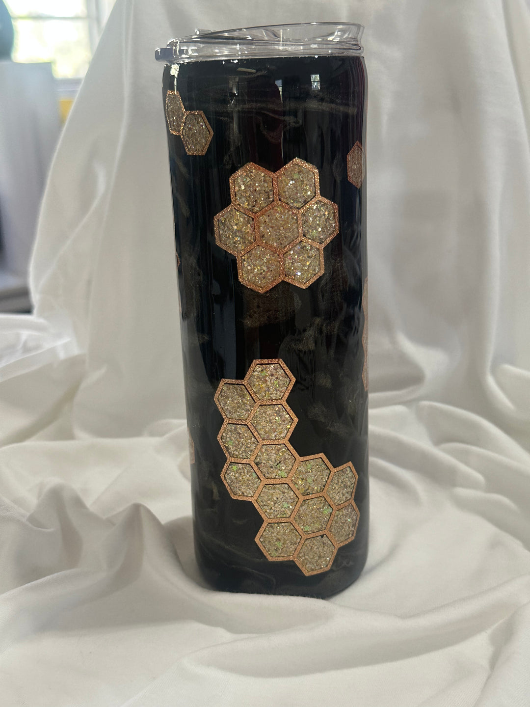 Peekaboo Glitter Honeycomb Bee Epoxy Tumbler