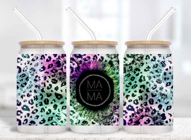 Mama Sunflower - 16 oz Frosted Glass