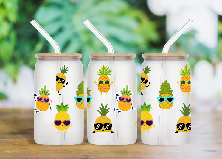 Pineapples - 16oz Matte Glass Tumbler