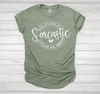 Front view of the Sarcastic Ray of Sunshine t-shirt featuring a humorous design on a softstyle Gildan tee.