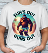 Sun's out Guns out Sasquatch Beach Unisex T-shirt