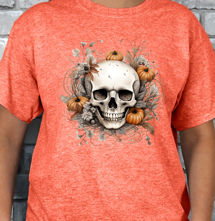 Boho Fall Halloween Skull T-shirt