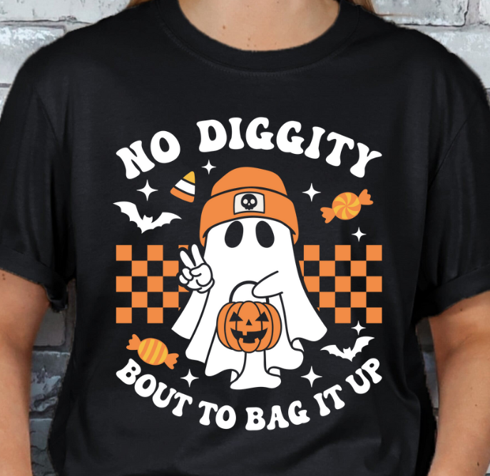 No Diggety, Bout to Bag it up Halloween Trick or Treat T-shirt