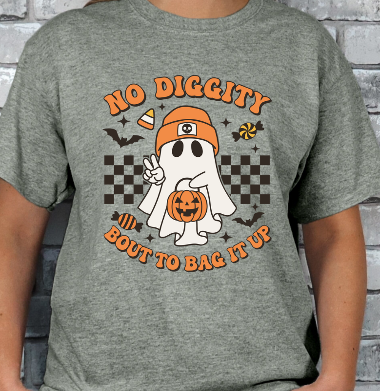 No Diggety, Bout to Bag it up Halloween Trick or Treat T-shirt