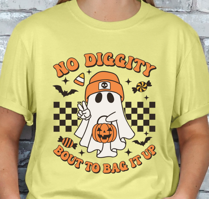 No Diggety, Bout to Bag it up Halloween Trick or Treat T-shirt