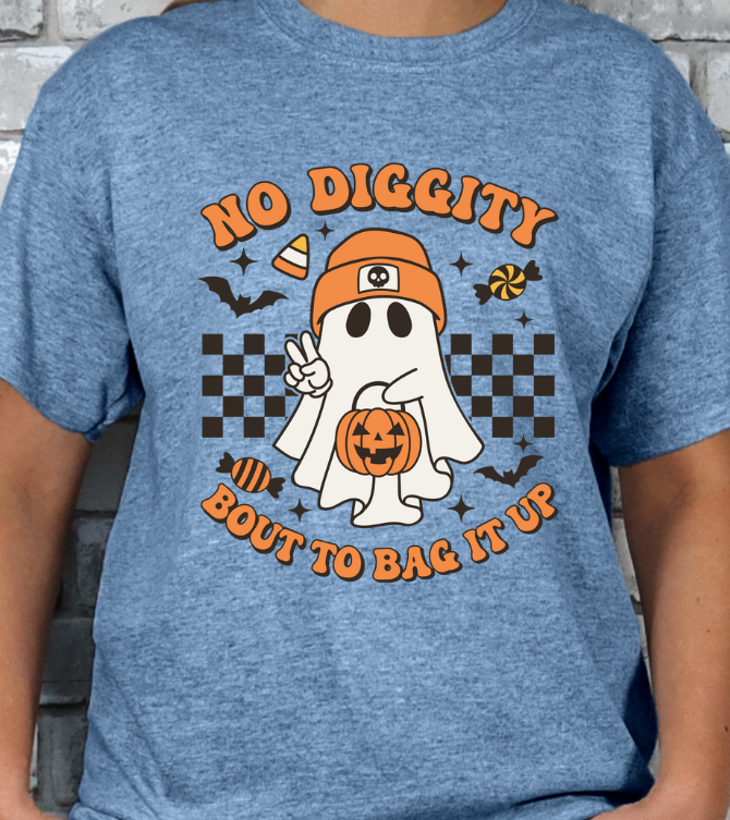 No Diggety, Bout to Bag it up Halloween Trick or Treat T-shirt