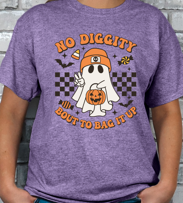 No Diggety, Bout to Bag it up Halloween Trick or Treat T-shirt