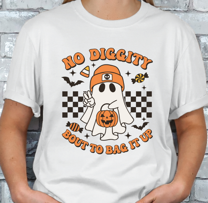 No Diggety, Bout to Bag it up Halloween Trick or Treat T-shirt