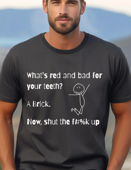 What's red and bad for your teeth Funny T-shirt