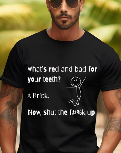 What's red and bad for your teeth Funny T-shirt