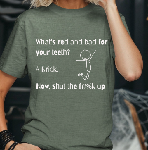 What's red and bad for your teeth Funny T-shirt