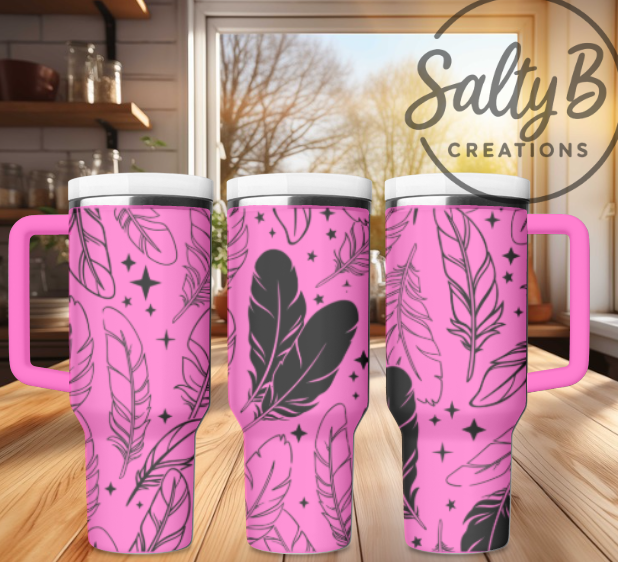 Feather Full Wrap Laser Engraved Tumbler