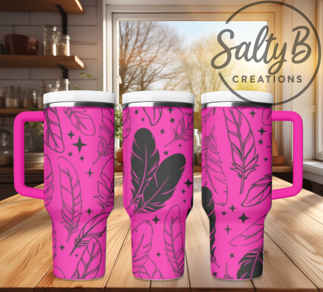 Feather Full Wrap Laser Engraved Tumbler