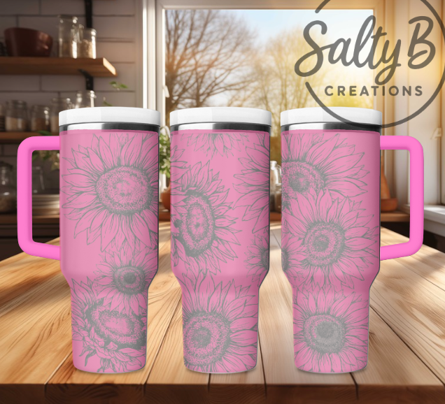 Sketched Sunflower Laser Engraved Tumbler