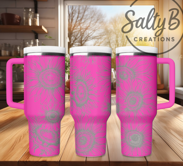 Sketched Sunflower Laser Engraved Tumbler
