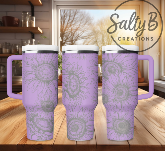 Sketched Sunflower Laser Engraved Tumbler