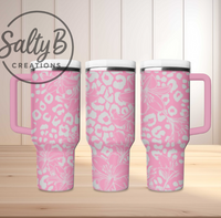 Lilies and Leopard Laser Engraved Tumbler