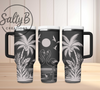 Tropical Island Flamingos Laser Engraved Tumbler