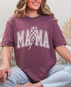 Mama Distressed Checkered Lightening Bolt T-shirt