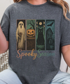 Spooky Season Halloween T-Shirt – Vintage Ghost, Pumpkin, Cat & Haunted House Tee