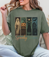 Spooky Season Halloween T-Shirt – Vintage Ghost, Pumpkin, Cat & Haunted House Tee